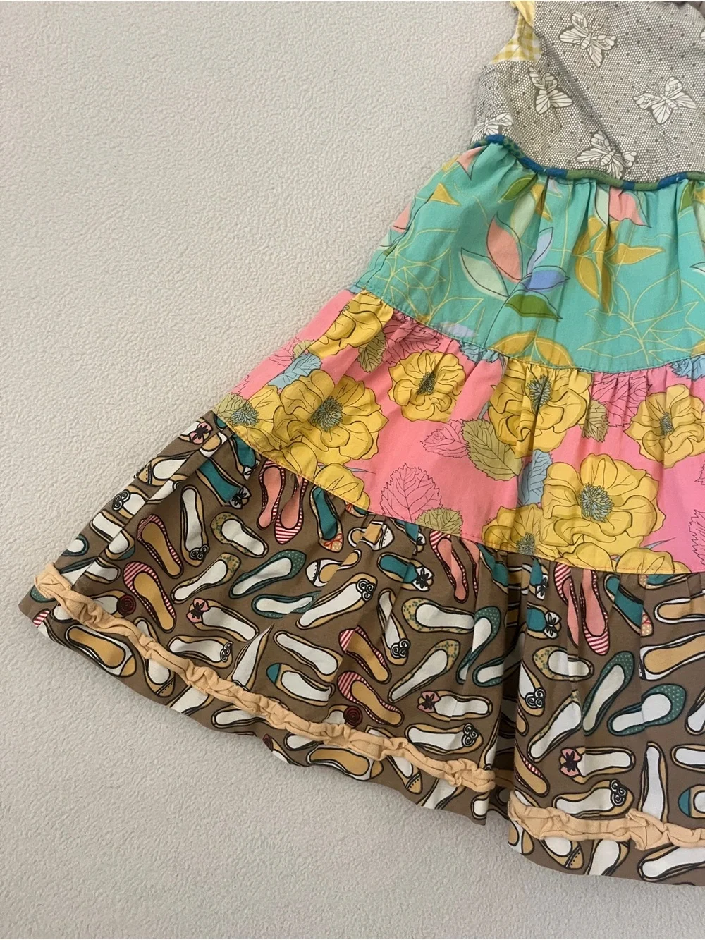 Matilda Jane Rollercoaster Tiered Colorful Patchwork Floral Ruffle Girls Dress